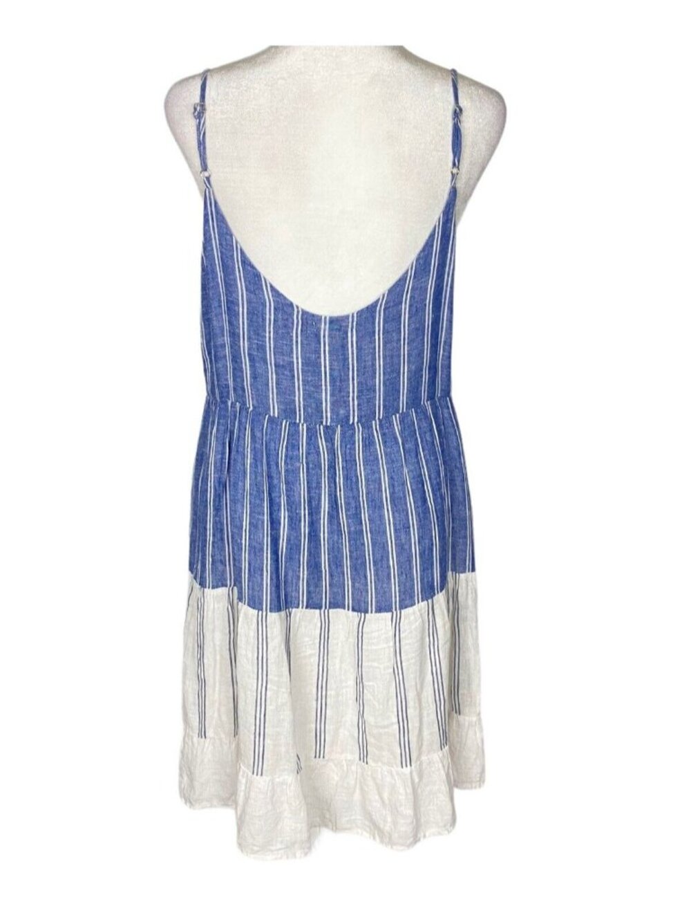 RAILS Women Mattie Mixed Blues Sleeveless Linen Blend Dress Sz S Blue Stripe 4-9 - Picture 3 of 11
